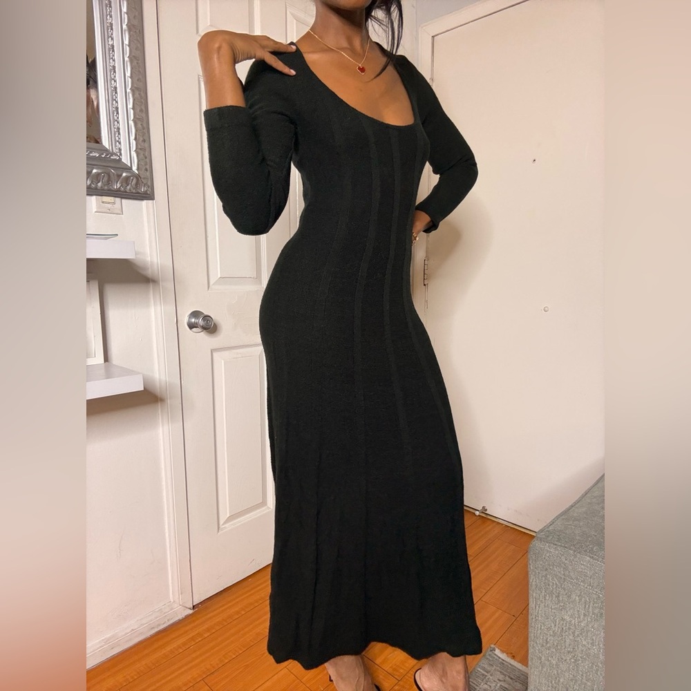 Who What Wear Elegant Black Long Sleeve Dress